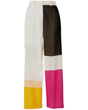 Helmut Lang Trimmed Stretch-Satin Straight-Leg Trousers - Multicolour