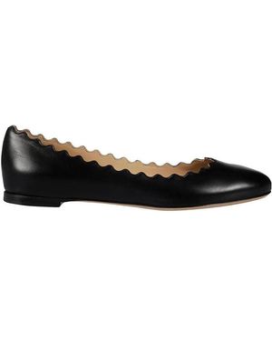 Chloé Chloé Scallop-Edge Ballerina Flats - Black