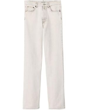 Miu Miu Logo-Embroidered Denim Jeans - White