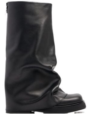 The Attico Thigh-High Boots With Ruched Shaft - Black