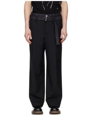 Sacai Belt Straight-Leg Trousers - Black