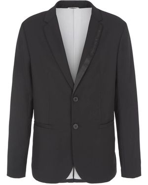 ARMANI EXCHANGE Logo-Tape Blazer - Black
