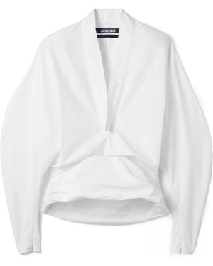 Jacquemus V-Neck Fitted Waist Shirt - White