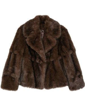 Ermanno Scervino Oversized-Collar Faux-Fur Jacket - Brown