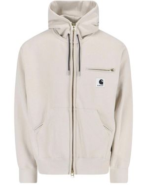 Sacai X Carhartt Wip Jersey Hoodie - White