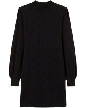 Twinset Mockneck Knit Mini Dress - Black
