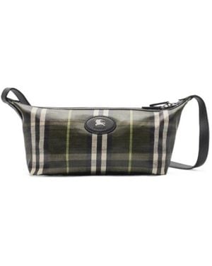 Burberry Logo-Patch Shoulder Bag - Gray