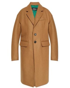 DSquared² Button-Fastening Wool-Blend Coat - Brown