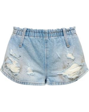 MM6 by Maison Margiela Distressed Denim Shorts - Blue