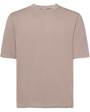 Eleventy Short Sleeved Crewneck Knitted Top - Brown