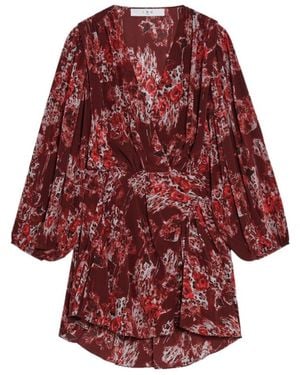 IRO Azula Printed V-Neck Dress - Red