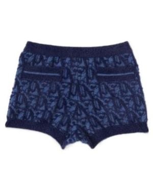 Palm Angels Monogram-Jacquard Zip-Up Shorts - Blue