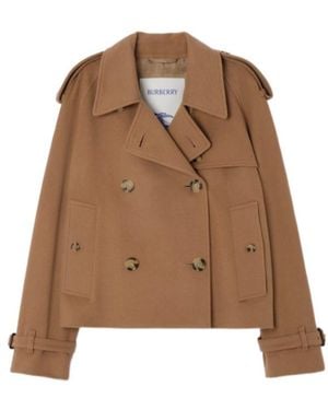 Burberry Cropped Cashmere Mayfair Trench Jacket - Brown