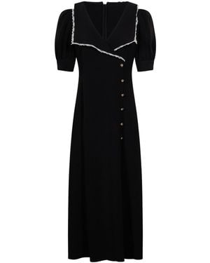 Alessandra Rich Lace Trim Midi Dress - Black