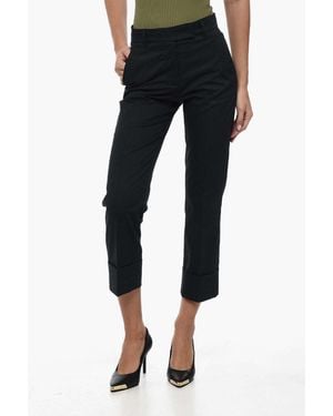 Ql2 Turn-Up-Cuff Cropped Pants - Black
