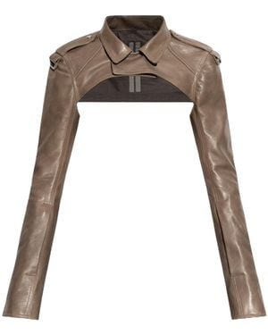 Rick Owens Long-Sleeved Leather Jacket - Brown