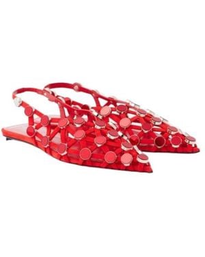 The Attico Grid Open-Heel Flat Sandals - Red