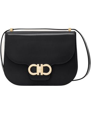 Ferragamo Double Gancini North-South Crossbody Bag - Black