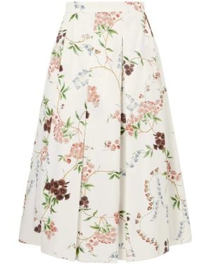 Erdem Floral-Pattern Midi Skirt - White
