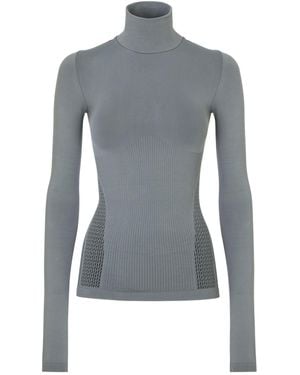 Fendi High-Neck Ribbed-Knit Ski Jumper - Blue