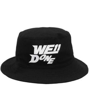 we11done Logo-Print Detail Bucket Hat - Black