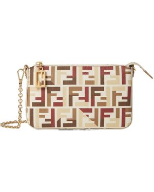 Fendi Baguette Ff Printed Pouch - Natural
