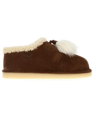 Miu Miu Round-Toe Flat Shoes - Brown