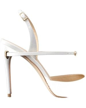 Jennifer Chamandi Pointed Toe Slingback Stiletto Sandals - White
