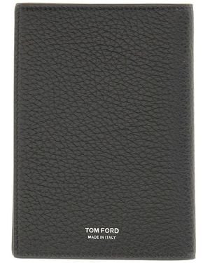 Tom Ford Textured Leather Wallet - Gray