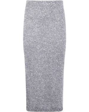D.exterior Sequined Straight Skirt - Grey