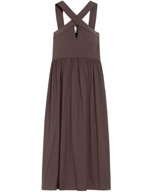 Max Mara V-Neck Poplin Midi Dress - Brown