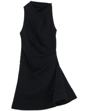 McQueen Cotton Asymmetric Mini Dress - Black