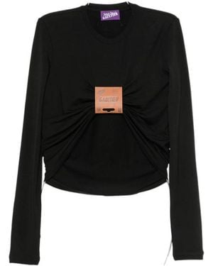 Jean Paul Gaultier Ruched Tag Detail Top - Black