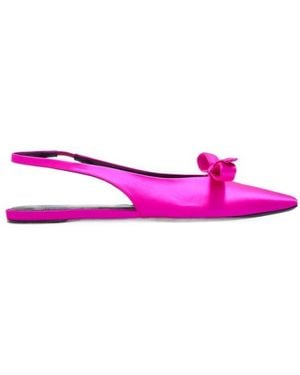 Balenciaga Bow Detailed Slingback Flat Shoes - Pink