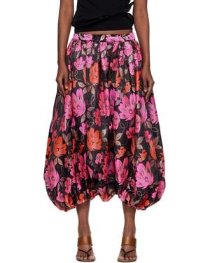Comme des Garçons Jacquard Floral Pattern Pants - Red