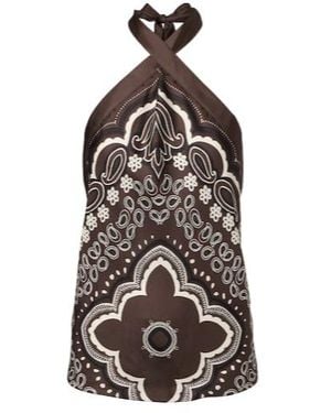 Nili Lotan Solal Printed Halterneck Silk Top - White