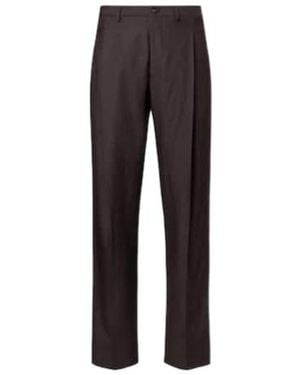 Giorgio Armani Wool, Abacá, And Silk Straight Trousers - Grey