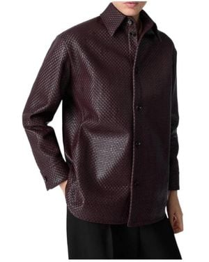 Bottega Veneta Mini Intrecciato Leather Shirt - Red