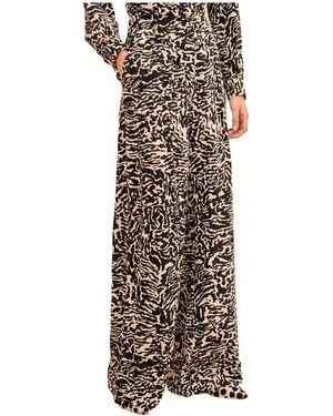 Ulla Johnson Animal Print Wide Leg Silk Pants - Natural