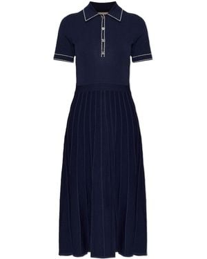 MICHAEL Michael Kors Stretch Knit Polo Midi Dress - Blue