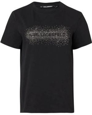 KARL LAGERFELD Rhinestone-Embellishment Crew-Neck T-Shirt - Black