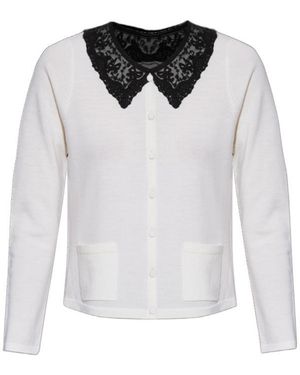 LoveShackFancy Lace-Collar Cardigan - White