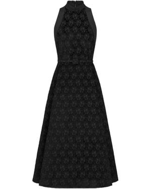 Dior Mid-Length Flared Dress With Belt - Black