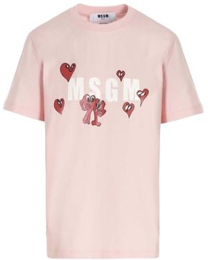 MSGM Logo-Print T-Shirt - Pink