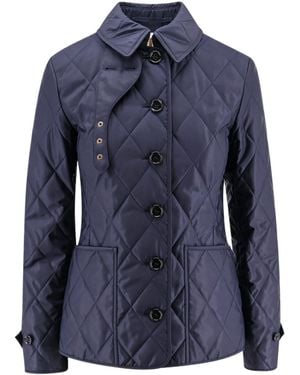 Burberry Quilted Nylon Jacket With Check Lining - Blue