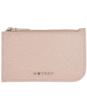 McQueen Cracked-Effect Zipped Cardholder - Pink