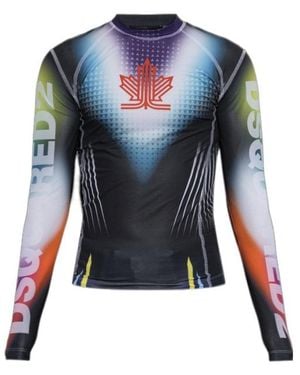 DSquared² Graphic-Print Long-Sleeve T-Shirt - Blue