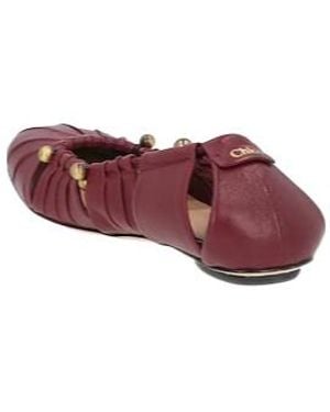 Chloé Hollow Out Round Toe Ballet Flats - Red