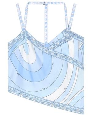 PUCCI Pucci Printed Asymmetric Strap Top - Blue