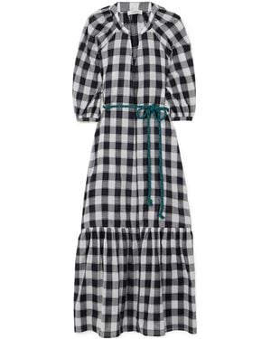Eres Memphis Chess Tie-Up Plaid Dress - White